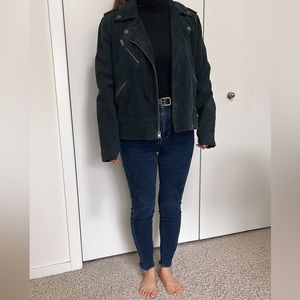 Luckybrand suede leather Moto jacket greyish blue in size Small women